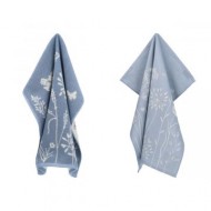 Hand- en Theedoek - Wild Flowers - Blauw Grijs